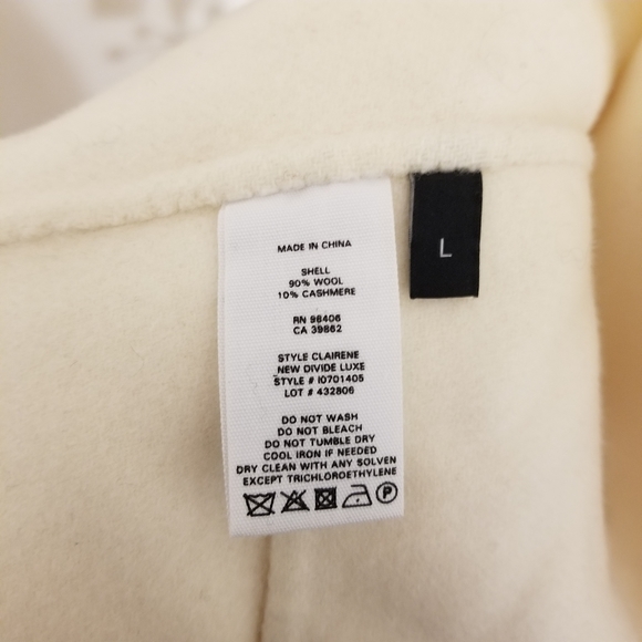 NWT Theory Clairene New Divide Ivory Wool Cashmere Jacket Coat, Large - Picture 8 of 8